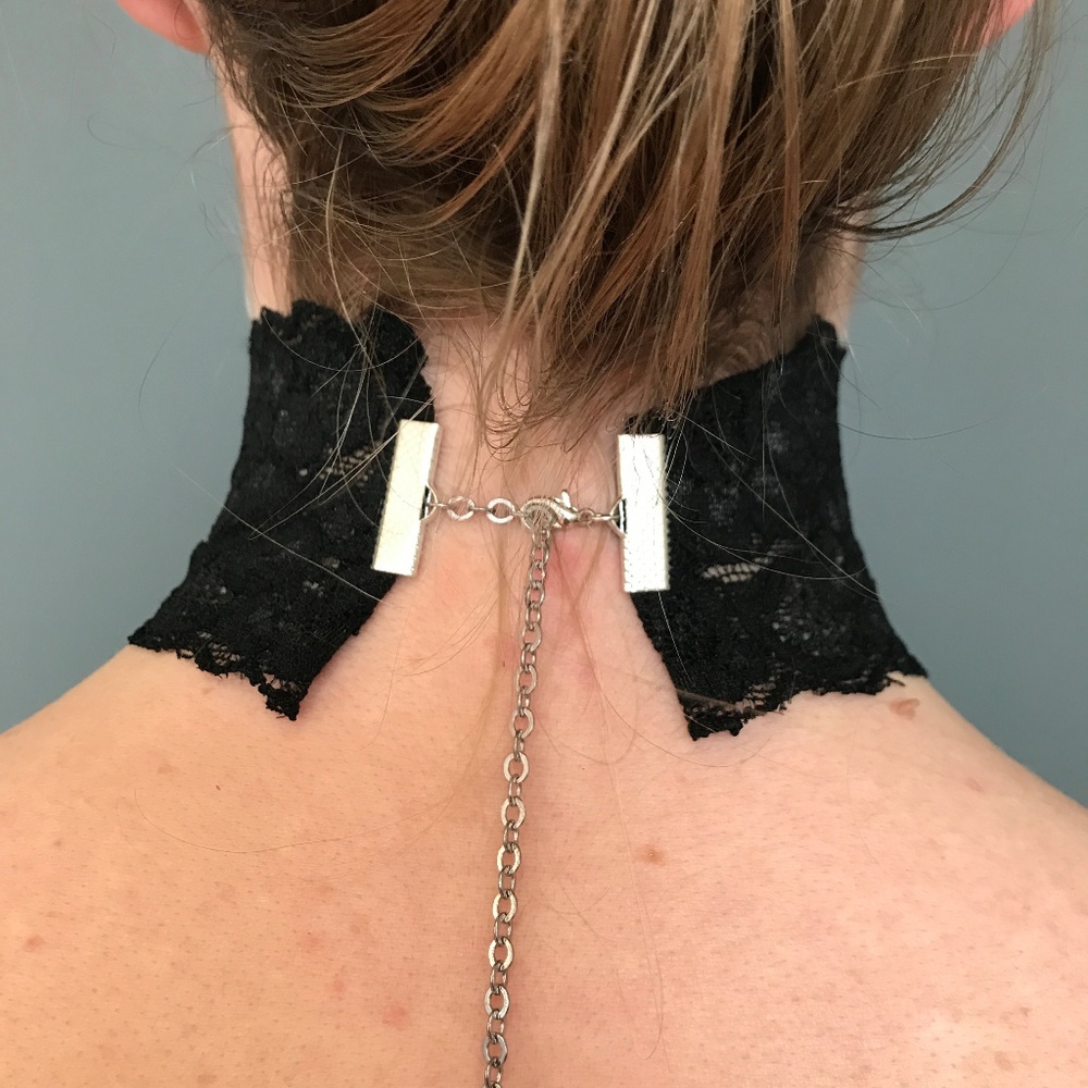 Black Lace Choker Necklace - Picture 2 of 2